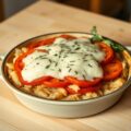 Ovenschotel met zuurkool, tomaat en mozzarella