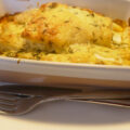 Ovenschoteltje met vis, witlof en mosterdroom