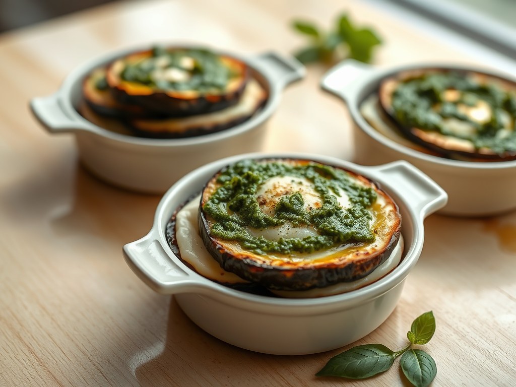 Ovenschoteltjes met courgette en aubergine, AI-gegenereerde illustratie