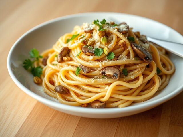 P-4 (Pasta, Paddestoelen, Pistachenootjes, Parmezaan)