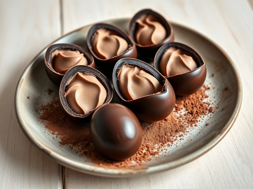 Paaseieren met chocomousse, AI-gegenereerde illustratie
