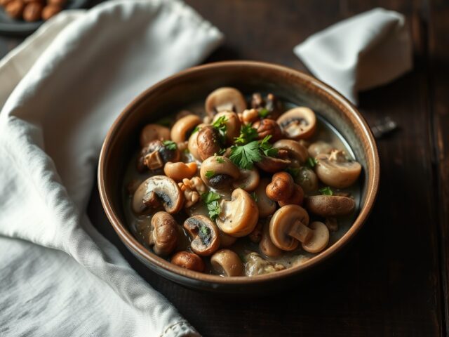 Paddestoelen-notenragout met witte wijn