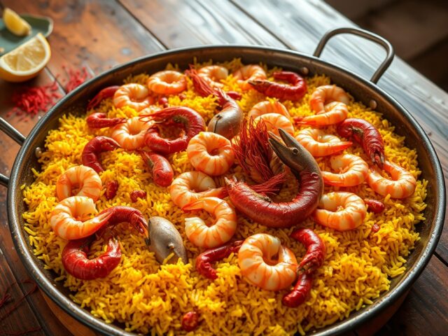 Paella met zeevruchten