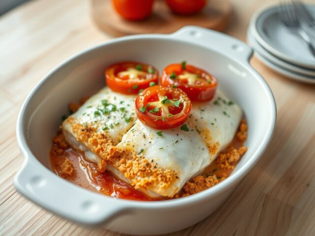 Pangafilet met camembert uit de oven