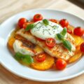Pangasiusfilet met mozzarella en kerstomaatjes