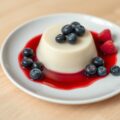 Panna cotta met coulis van bosvruchten