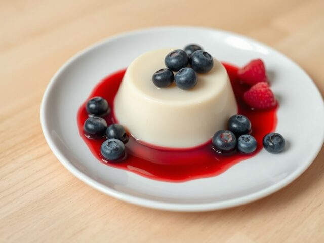 Panna cotta met coulis van bosvruchten