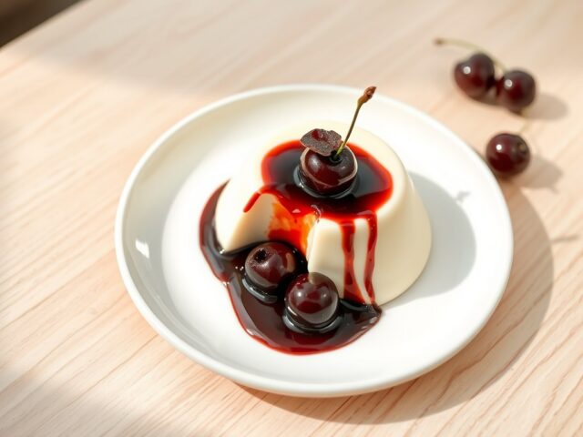 Panna Cotta met Geglaceerde Kersen