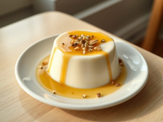 Panna cotta van honing en amandelnoten