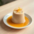 Panna cotta van koffie met sinaasappel-gembersaus