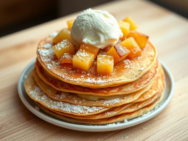 Pannenkoeken met ananas en ijs