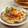 Pannenkoekje met Noorse zalm