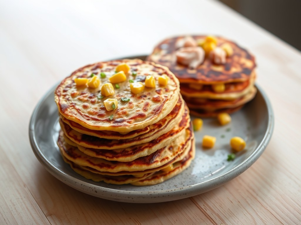 Pannenkoekjes met tonijn, AI-gegenereerde illustratie
