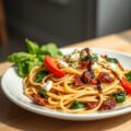 Paprikaroulade met pasta