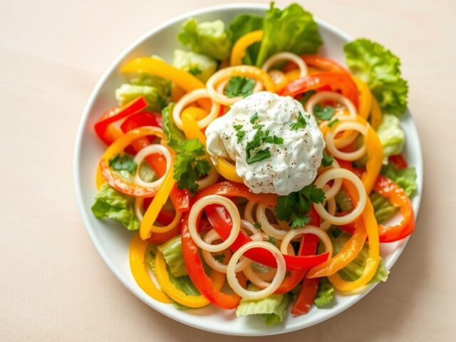 Paprikasalade met cottage cheese