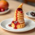 Parijse hoorn met mango-mousse en amareno-kersensa