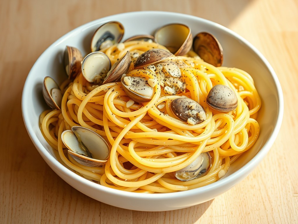 Pasta alle Vongole, AI-gegenereerde illustratie
