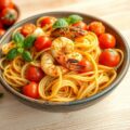 Pasta di Pane met tomaten en gebakken Gamba’s