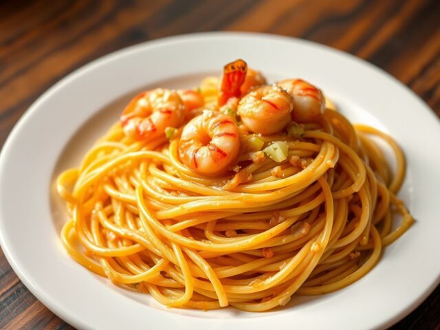 Pasta Garbourara (=Garnalen-Boursin-Arabiata)