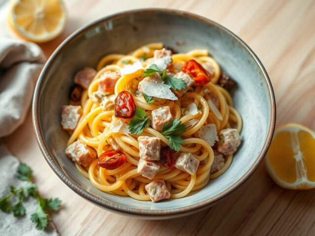 Pasta met artisjokken en ham