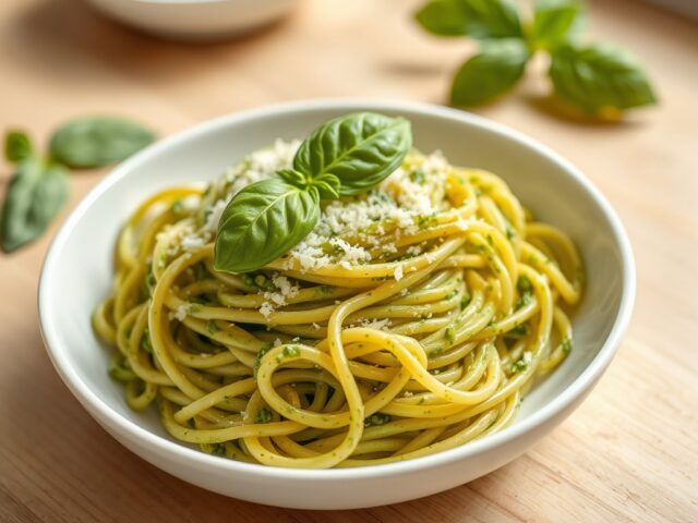 Pasta met basilicumsaus