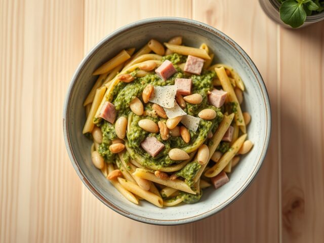 Pasta met bonen en pesto