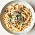 Pasta met champignons, whisky en room