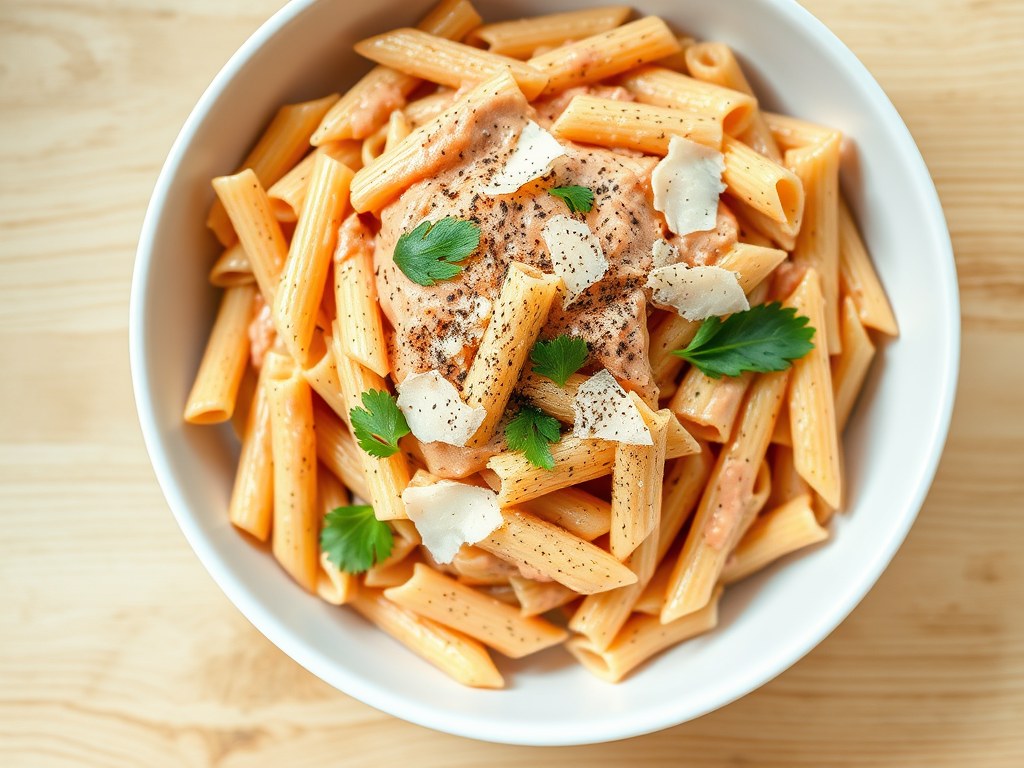 Pasta met Cinque Pi Saus, AI-gegenereerde illustratie