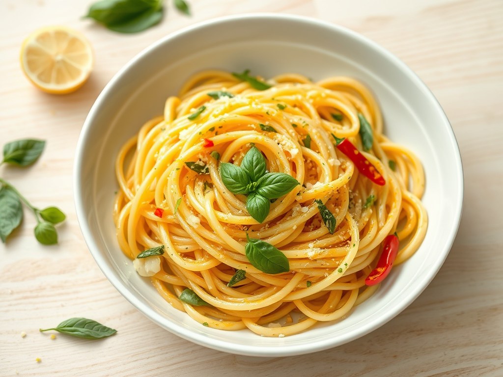 Pasta met citroen, AI-gegenereerde illustratie