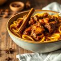 Pasta met een Stoofschotel van Lamsschouder