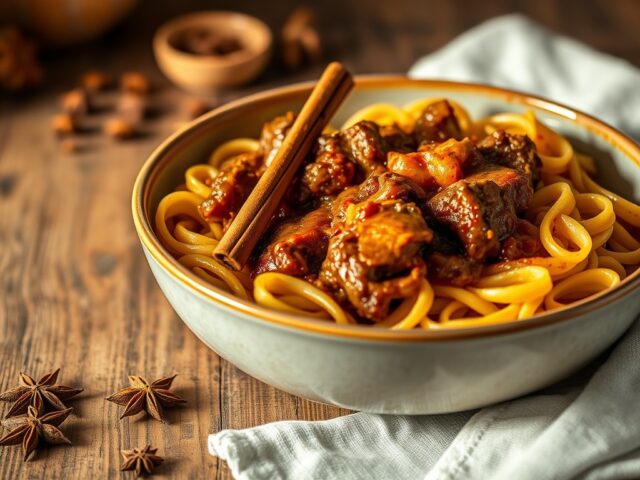 Pasta met een Stoofschotel van Lamsschouder