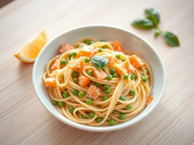 Pasta met gerookte zalm