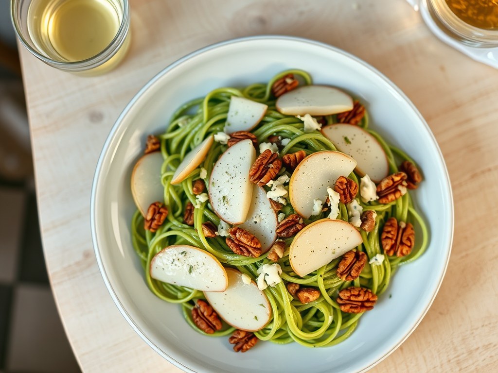 Pasta met gorgonzolasaus, AI-gegenereerde illustratie
