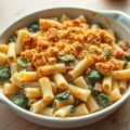 Pasta met ham en spinazie