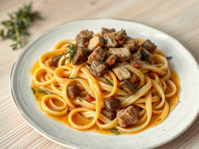 Pasta met Kippenlevertjes