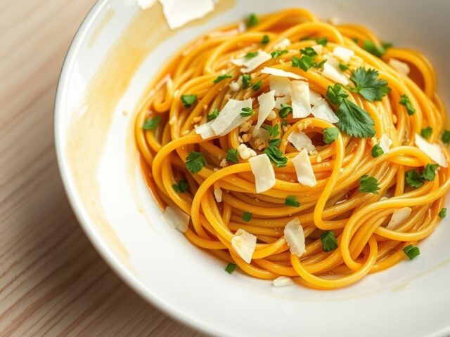Pasta met Knoflook en Parmezaan met Aziatisch Smaakje