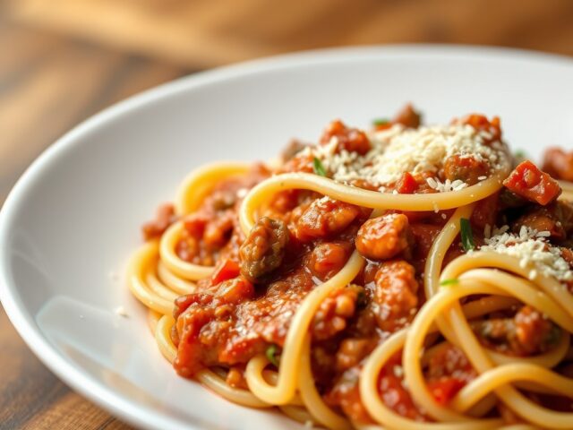 Pasta met Luxe Vlees-Tomatensaus