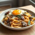 Pasta met Paddestoelen, Salie en Ei