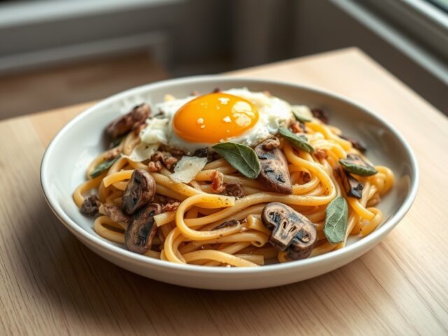 Pasta met Paddestoelen, Salie en Ei