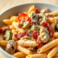 Pasta met roomsaus en kip
