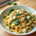 Pasta met spinazie en Boursin