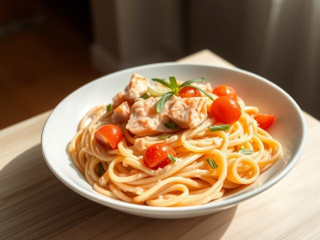 pasta met zalm