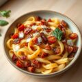 Pastabuisjes met bacon en tomaatjes