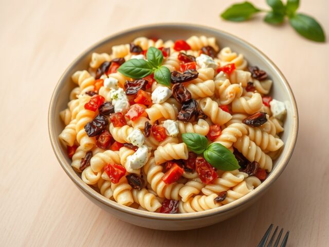 Pastasalade met gedroogde zontomaatjes
