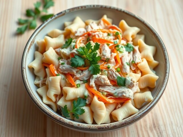Pastasalade met gerookte kip
