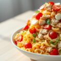 Pastasalade met gerookte kip