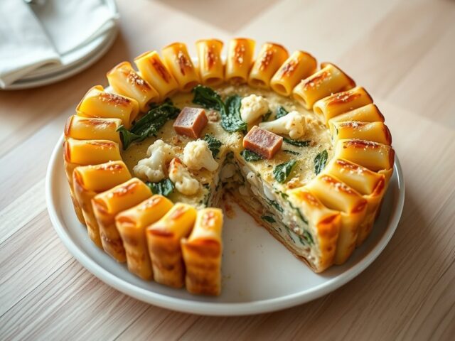 Pastataart met bloemkool en spinazie