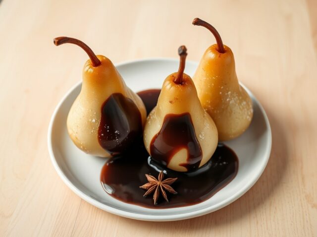Peren met chocoladesaus