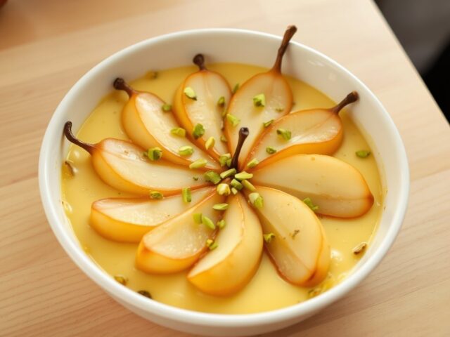 Perengratin met pistache noten