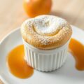 Perensoufflé met abrikozensaus
